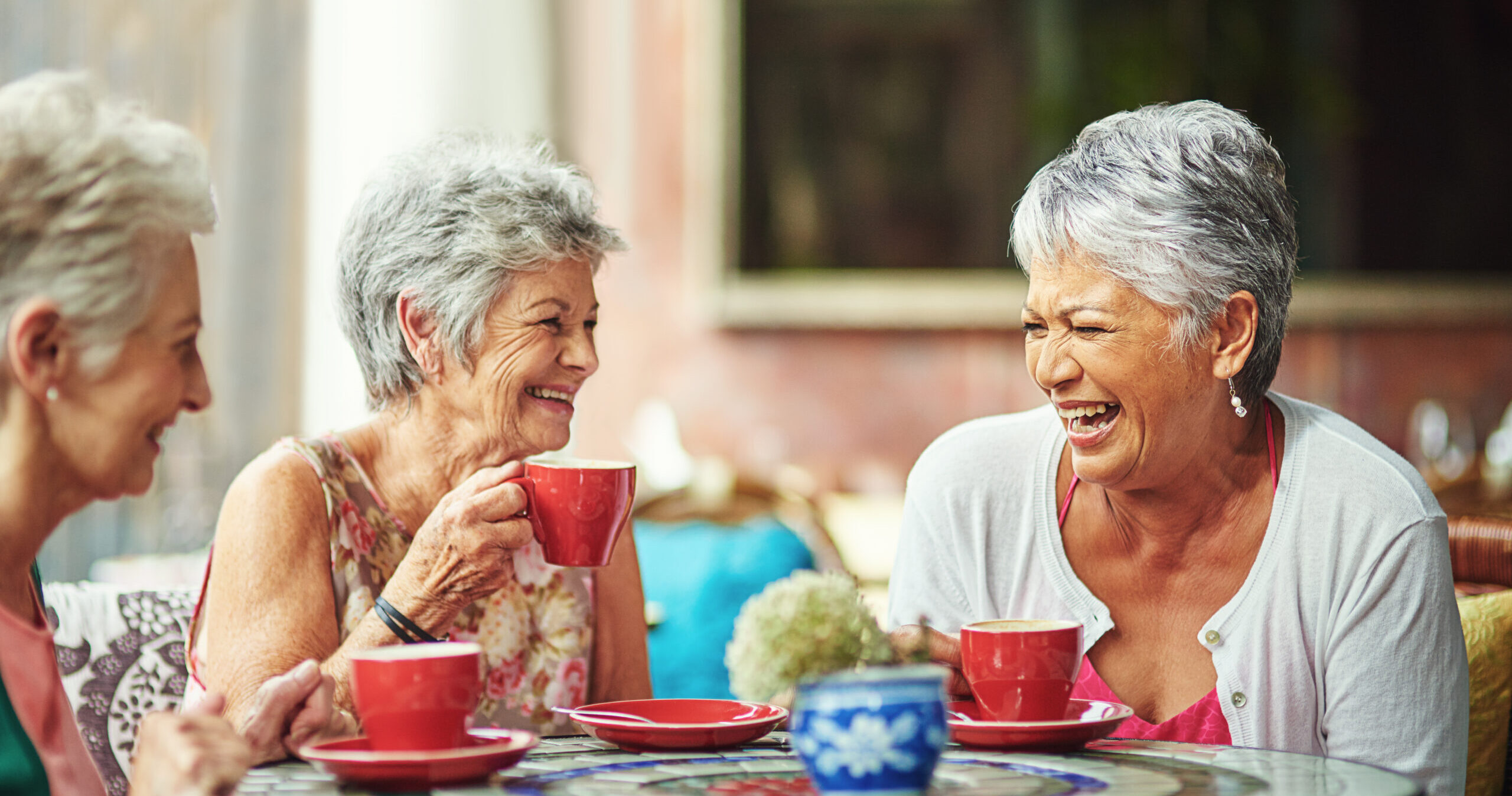 a group of senior women enjoying life together in a senior living community