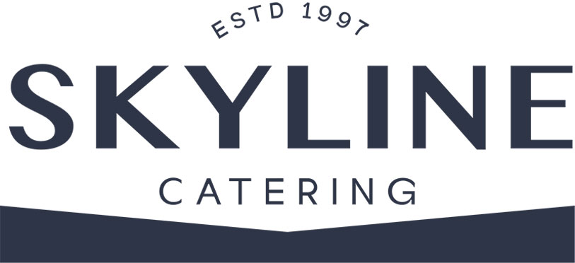 Logo for Skyline Catering. The text ESTD 1997 is above the large word SKYLINE, with CATERING below it. The design uses simple, bold fonts and dark lettering on a white background.