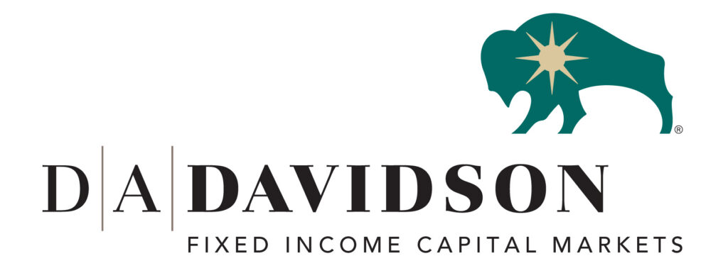 Logo for D.A. Davidson Fixed Income Capital Markets, featuring a teal bison with a gold star inside and the company name in bold black letters.