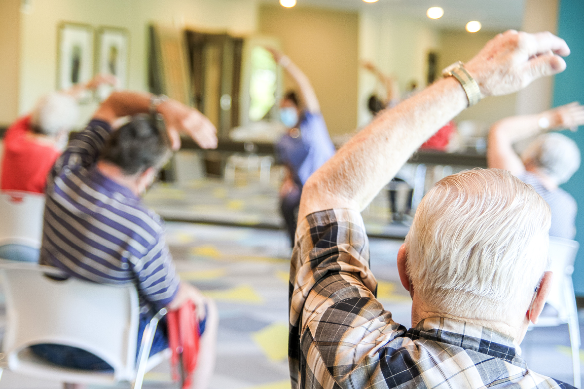 Residents Enjoying A Daily Exercise Class
